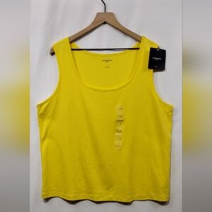 NWT Liz Clainborne Tank Top Women's 2X Yellow Coastal Tropical Vacation Retro